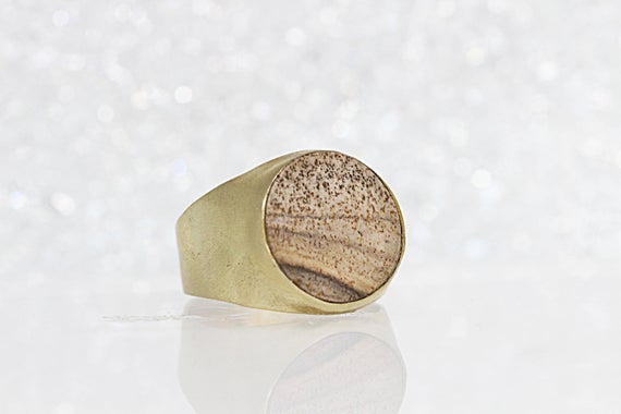 Jasper Ring, Picture Jasper Ring, Signet Gold Filled Ring, Natural Gemstone Ring, Brown Ring, Brown Jasper Ring, Big Rings, Gift For Men