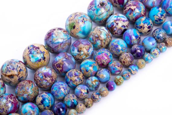 Icy Blue & Purple Sea Sediment Imperial Jasper Beads Natural Grade Aaa Gemstone Round Loose Beads 4mm 6mm 8mm 10mm 12mm Bulk Lot Options