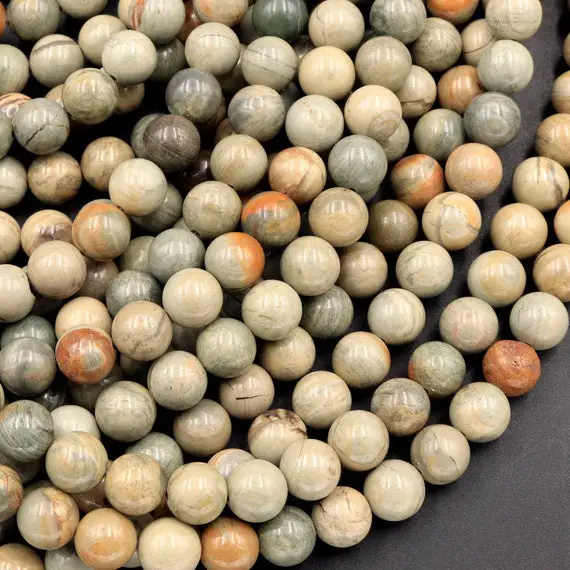 Natural Silver Mist Jasper Round Beads 6mm 8mm 10mm Earthy Colors 15.5" Strand