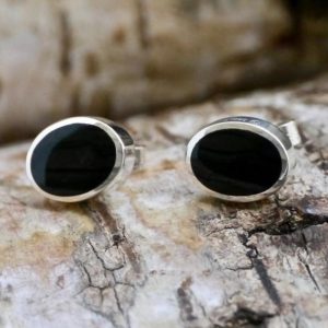 Shop Jet Earrings! Whitby Jet Silver Stud Earrings Oval Design | Natural genuine Jet earrings. Buy crystal jewelry, handmade handcrafted artisan jewelry for women.  Unique handmade gift ideas. #jewelry #beadedearrings #beadedjewelry #gift #shopping #handmadejewelry #fashion #style #product #earrings #affiliate #ad