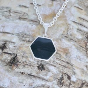 Shop Jet Pendants! Whitby Jet and Goldstone Pendant – Handmade sterling silver pendant – Hexagon Shaped- Double Sided – Silver Pendant | Natural genuine Jet pendants. Buy crystal jewelry, handmade handcrafted artisan jewelry for women.  Unique handmade gift ideas. #jewelry #beadedpendants #beadedjewelry #gift #shopping #handmadejewelry #fashion #style #product #pendants #affiliate #ad