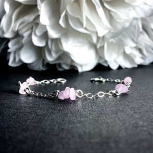 Kunzite Crystal Bracelet Satellite Chain Anklet Sterling Silver | Natural genuine Array bracelets. Buy crystal jewelry, handmade handcrafted artisan jewelry for women.  Unique handmade gift ideas. #jewelry #beadedbracelets #beadedjewelry #gift #shopping #handmadejewelry #fashion #style #product #bracelets #affiliate #ad