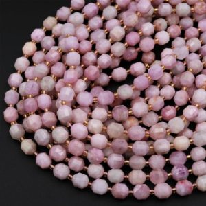 Shop Kunzite Faceted Beads! Faceted Natural Kunzite 8mm 10mm Beads Pink Violet Purple Gemstone Energy Prism Double Point Cut 15.5" Strand | Natural genuine faceted Kunzite beads for beading and jewelry making.  #jewelry #beads #beadedjewelry #diyjewelry #jewelrymaking #beadstore #beading #affiliate #ad
