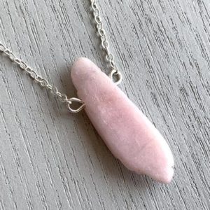 Shop Kunzite Necklaces! RAW KUNZITE NECKLACE – Crystal Healing Necklace – Raw Stone Necklace – Heart Chakra Necklace – Kunzite Jewelry – Silver or Gold- Mothers Day | Natural genuine Kunzite necklaces. Buy crystal jewelry, handmade handcrafted artisan jewelry for women.  Unique handmade gift ideas. #jewelry #beadednecklaces #beadedjewelry #gift #shopping #handmadejewelry #fashion #style #product #necklaces #affiliate #ad