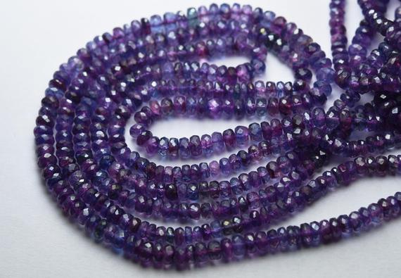 14 Inch Strand,superb-finest Quality,dyed Mystic Purple Blue Kyanite Faceted Rondelles,size.4-4.5mm