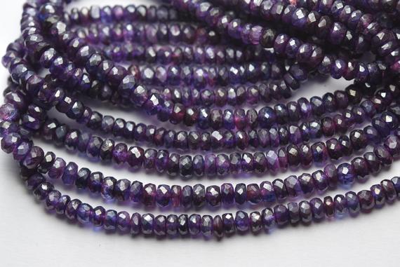 13 Inch Strand, Superb-finest Quality, Dyed Mystic Purple Blue Kyanite Faceted Rondelles,size.3-5mm