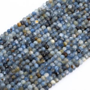 Shop Kyanite Faceted Beads! Genuine Natural Blue Gray Kyanite Loose Beads Faceted Round Shape 2-3mm | Natural genuine faceted Kyanite beads for beading and jewelry making.  #jewelry #beads #beadedjewelry #diyjewelry #jewelrymaking #beadstore #beading #affiliate #ad