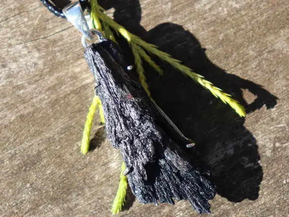 Black Rough Kyanite Healing Stone Necklace For Your Chakras!