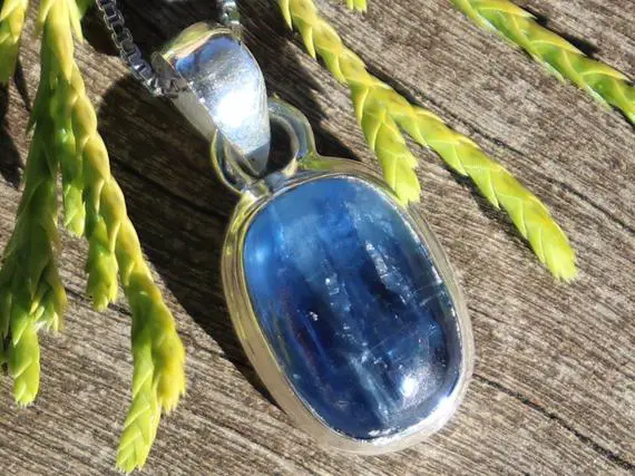 Small Silvery Blue Kyanite, 925 Silver Healing Stone Necklace For Your Chakras!