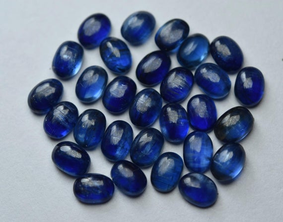 10 Pcs,natural Blue Kyanite Smooth Oval Shape,loose Stones,size.7x5mm