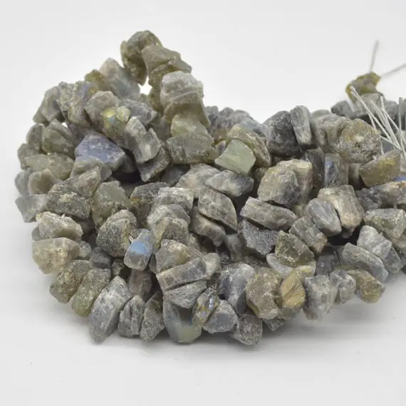 Raw Hand Polished Natural Labradorite Semi-precious Gemstone Nugget Beads - 8mm - 10mm X 12mm - 15mm - 15" Strand