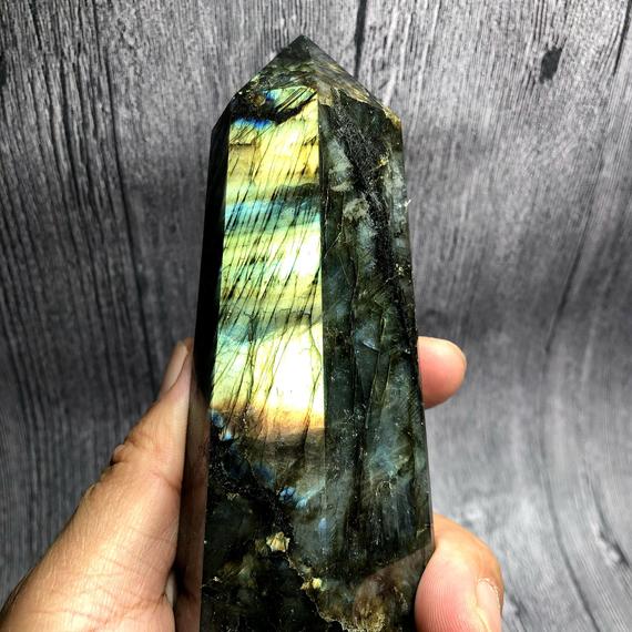 8.27"natural Large Labradorite Tower,spectrolite Tower,labradorite Point,labradorite Pillar,feldspar Tower,flashy Stone Wand,gift For Her