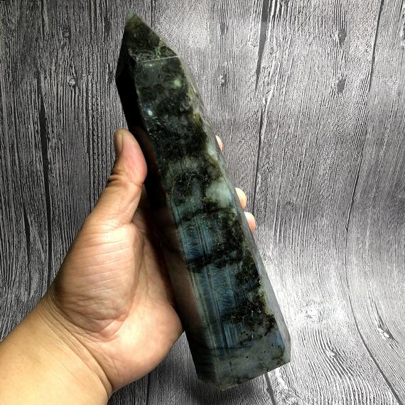 9.21"natural Large Labradorite Tower,spectrolite Tower,labradorite Point,labradorite Pillar,feldspar Tower,flashy Stone Wand,gift For Her