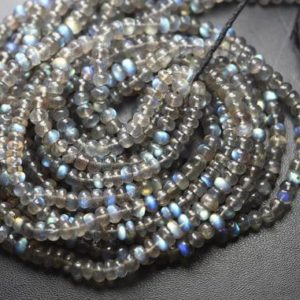 Shop Labradorite Rondelle Beads! 13 Inches Strand,Natural Blue Flash Labradorite Smooth Rondelles,Size 5mm Approx | Natural genuine rondelle Labradorite beads for beading and jewelry making.  #jewelry #beads #beadedjewelry #diyjewelry #jewelrymaking #beadstore #beading #affiliate #ad