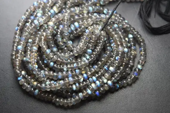 13 Inches Strand,natural Blue Flash Labradorite Smooth Rondelles,size 5mm Approx