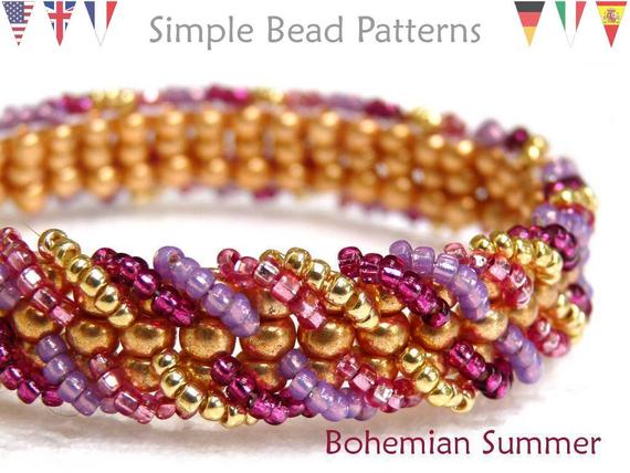 Beaded Ladder Stitch Bracelet Tutorial Pdf: "bohemian Summer" Design