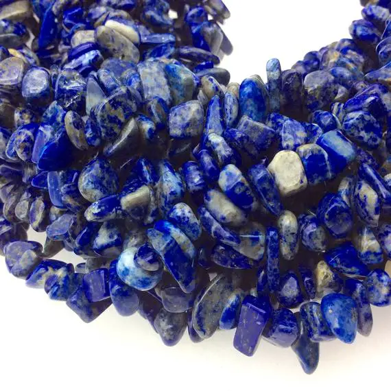 Natural Lapis Lazuli Angular Nugget/chip Beads With 1mm Holes - Sold By 34" Double Strands (approx. 240 Beads) - Measuring 5-15mm, Approx.