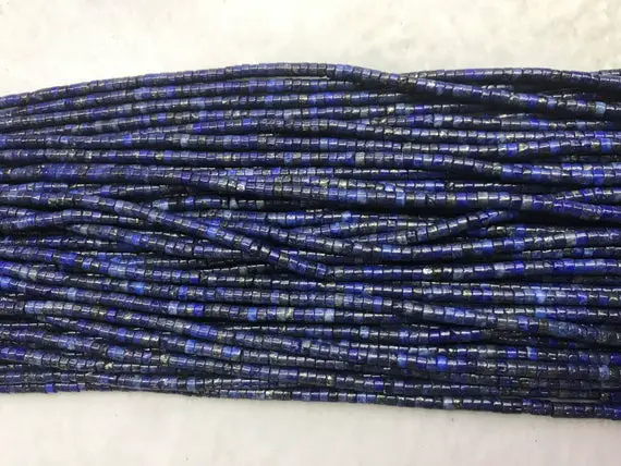 Natural Lapis Lazuli 3mm - 4mm Heishi Genuine Loose Blue Gemstone Beads 15 Inch Jewelry Supply Bracelet Necklace Material Support Wholesale