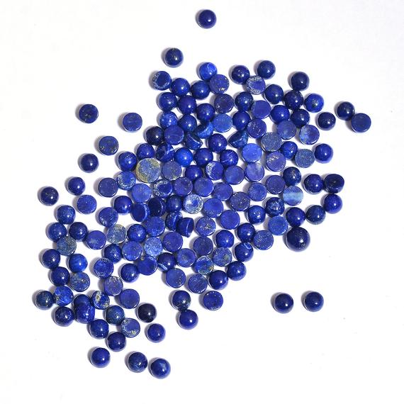 Aaa+ Lapis Lazuli 2mm Round Smooth Cabochon Lot | Blue Lapis Natural Semi Precious Gemstone Flat Back Cabs | Jewelry Making Round Cabochon