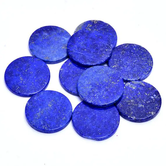 Aaa+ Lapis Lazuli Gemstone Loose Round Coin | Natural Semi Precious Lapis Lazuli Gemstone 22mm Smooth Discs | 3mm Thickness | 2 Pieces Lot