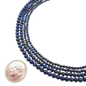 Shop Lapis Lazuli Round Beads! Lapis Lazuli Smooth Round Beads 2mm 3mm 4mm 5mm 15.5" Strand | Natural genuine round Lapis Lazuli beads for beading and jewelry making.  #jewelry #beads #beadedjewelry #diyjewelry #jewelrymaking #beadstore #beading #affiliate #ad