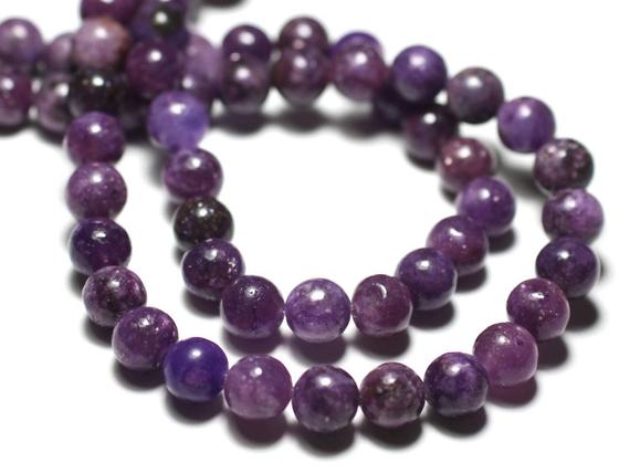 5pc - Perles De Pierre - Lépidolite Violet Mauve Boules 8mm -  8741140022300