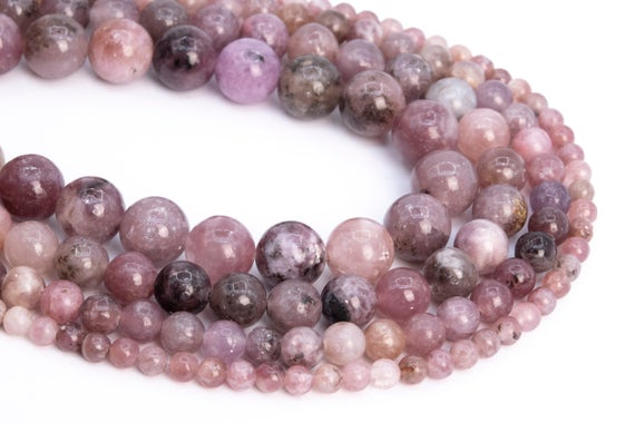 Genuine Natural Lepidolite Loose Beads Grade A Purple Pink Round Shape 6mm 8mm 10mm