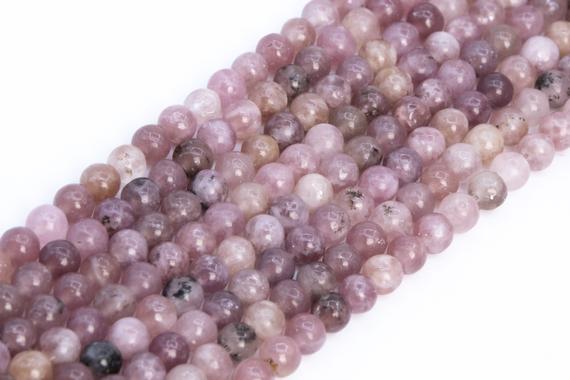 Genuine Natural Lepidolite Purple Pink Loose Beads Grade A Round Shape 4mm