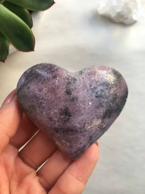 Lepidolite Heart, Lepidolite Stone, Purple Lepidolite, Natural Lepidolite, Polished Lepidolite, Lepidolite Crystal, Crystal Heart