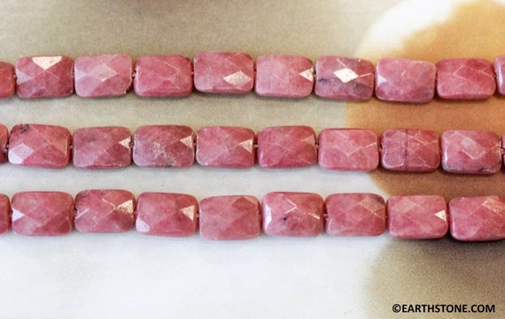 M/ Rhodonite 7x10mm Cushion Cut Beads 15.5" Strand Natural Rich Solid Pink Faceted Flat Rectangle Beads For Jewelry Making