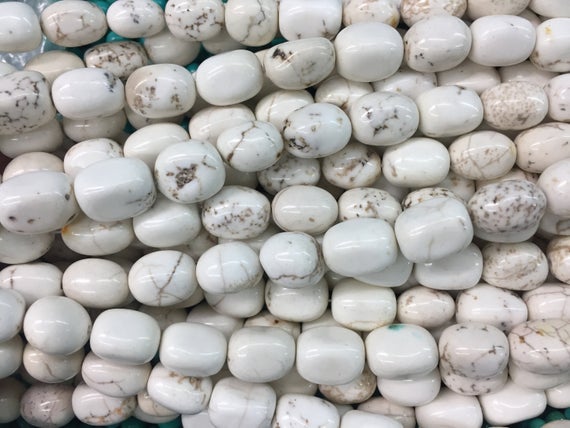 Natural Chalk Chinese Magnesite Beads - Tumble Nuggets Beads - White Gemstone Nuggets Beads - Jewelry Beading Supplies - 15 Inch