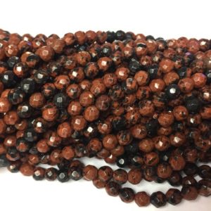 faceted round mahogany obsidian beads – coffee color gemstone beads – dark brown stone beads – natural obsidian jewelry beads – 15inch | Natural genuine faceted Mahogany Obsidian beads for beading and jewelry making.  #jewelry #beads #beadedjewelry #diyjewelry #jewelrymaking #beadstore #beading #affiliate #ad