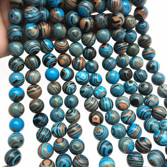 10mm Blue Malachite Beads, Round Gemstone Beads, Wholesale Beads
