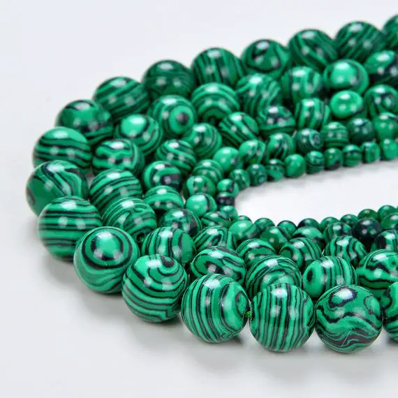 6mm Hedge Maze Malachite Gemstone Green Round 6mm Loose Beads 15.5 Inch Full Strand Lot 1,2,6,12 And 50 (90114643-204)