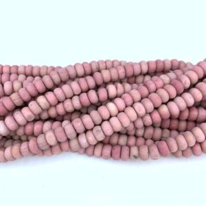 Shop Rhodonite Rondelle Beads! Matte Pink Rhodonite Rondelle Beads 8x5mm Natural Frosted Pink Gemstone Beads Pink Spacer Beads Pink Jasper Mala Necklace Bracelet Supplies | Natural genuine rondelle Rhodonite beads for beading and jewelry making.  #jewelry #beads #beadedjewelry #diyjewelry #jewelrymaking #beadstore #beading #affiliate #ad