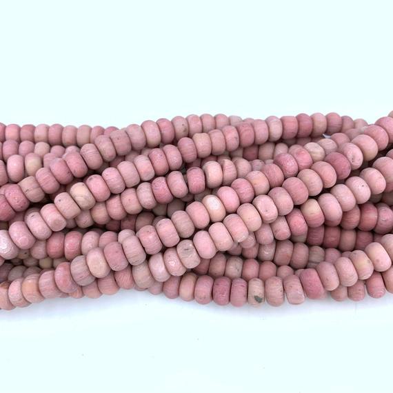 Matte Pink Rhodonite Rondelle Beads 8x5mm Natural Frosted Pink Gemstone Beads Pink Spacer Beads Pink Jasper Mala Necklace Bracelet Supplies