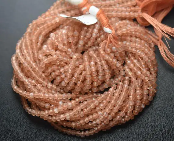 13 Inches Strand,aaa Quality,natural Peach Moonstones Micro Facetes Rondelle,