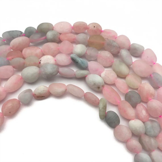 7-8mm Natural Morganite Nugget Beads, Gemstone Beads, Wholesale Beads