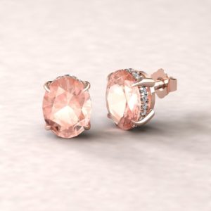 Shop Morganite Earrings! Oval Morganite Earrings – 9x7mm "Beverly" Earrings with Genuine F, VS2 Diamonds – by Laurie Sarah – LS5753 | Natural genuine Morganite earrings. Buy crystal jewelry, handmade handcrafted artisan jewelry for women.  Unique handmade gift ideas. #jewelry #beadedearrings #beadedjewelry #gift #shopping #handmadejewelry #fashion #style #product #earrings #affiliate #ad