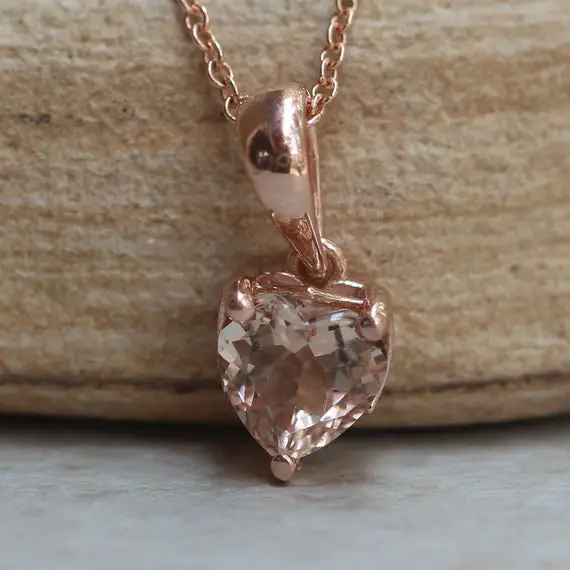 Heart Cut Morganite Pendant, Dainty Filigree Bridal Jewelry, Lifetime Care Plan Included, Genuine Gems And Diamonds Ls5692