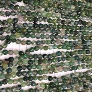 Shop Moss Agate Faceted Beads! 15.25" Natural Moss agate 4mm/6mm round faceted beads, Natural Green gemstone, semi-precious stone, DIY jewelry beads, gemstone wholesaler | Natural genuine faceted Moss Agate beads for beading and jewelry making.  #jewelry #beads #beadedjewelry #diyjewelry #jewelrymaking #beadstore #beading #affiliate #ad