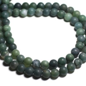 Shop Moss Agate Bead Shapes! 10pc – Stone Pearls – Agate Foam Balls 6mm Green Matte Frosted Sandblasted – 8741140000452 | Natural genuine other-shape Moss Agate beads for beading and jewelry making.  #jewelry #beads #beadedjewelry #diyjewelry #jewelrymaking #beadstore #beading #affiliate #ad