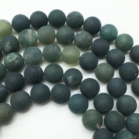 10mm Matte Moss Agate Beads, Round Gemstone Beads,  Wholesale Beads
