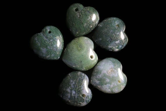 Green Moss Agate Small Hearts