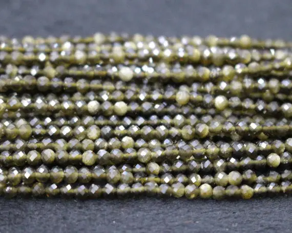 Natural Aa Faceted Golden Obsidian Round Beads,2mm 3mm 4mm Faceted Golden Obsidian Beads,one Strand 15"