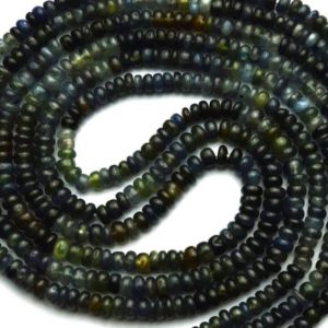 Shop Sapphire Rondelle Beads! Natural Gemstone Australian Multi Sapphire 4MM Approx. Smooth Rondelle Beads 17" Full Strand Sapphire Beads Finished Necklace Super Quality | Natural genuine rondelle Sapphire beads for beading and jewelry making.  #jewelry #beads #beadedjewelry #diyjewelry #jewelrymaking #beadstore #beading #affiliate #ad