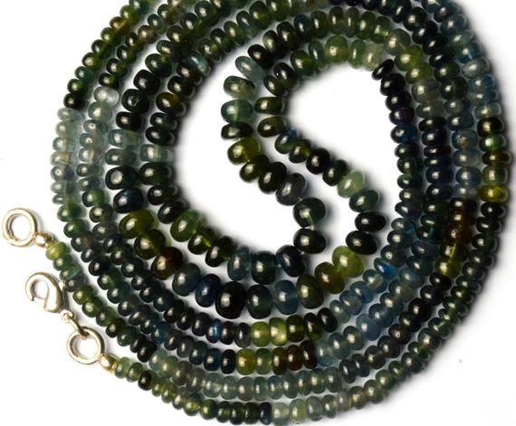 Natural Gemstone Australian Multi Sapphire 4 To 6mm Smooth Rondelle Beads 16.5" Full Strand Sapphire Beads Finished Necklace Super Quality