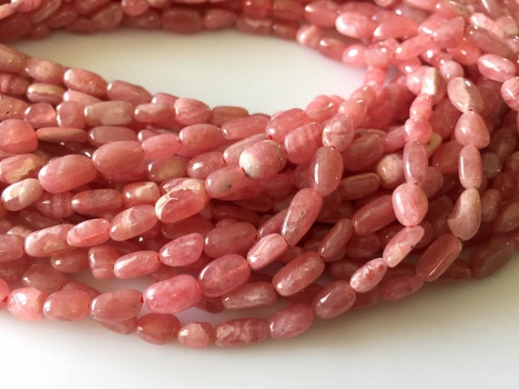 Natural Pink Rhodochrosite Tumble Beads, Rhodochrosite Smooth Tumbles, 7mm To 10mm, 16 Inch Strand, Gds801