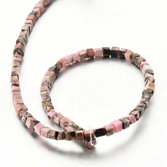 Natural Pink Rhodonite Gemstone 4x4mm Focal Beads Wholesale