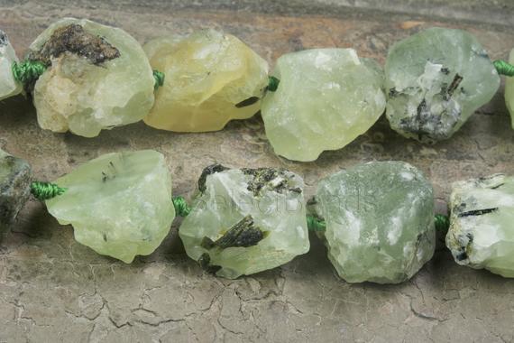 Natural Prehnite Rough Gemstone - Free Form Nugget Beads - Pale Green Nuggets - Gemstone Charms Wholesale -rough Gemstones Wholesale -15inch